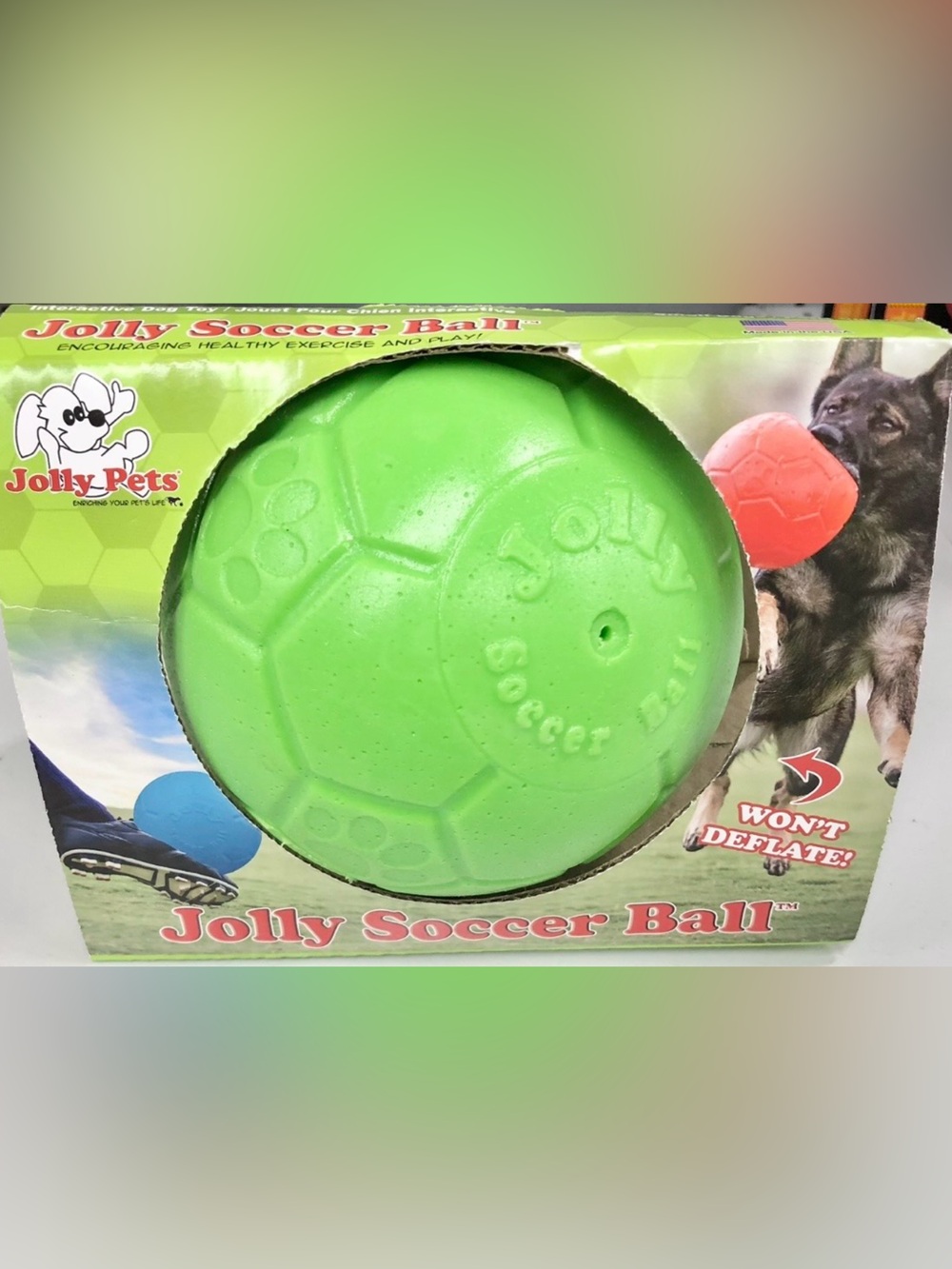 NEW JOLLY PETS Dog Toy Soccer Ball 6” for Small Dog Green Apple
